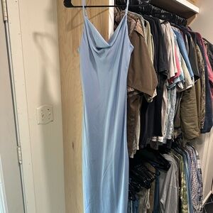 Light blue midi slip dress